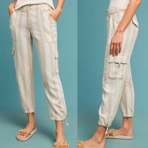 Anthropologie Tan Cropped Pants with Relaxed Fit